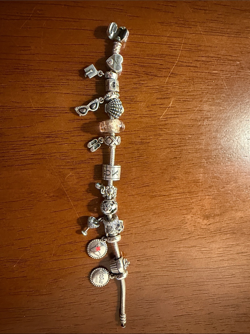 Pandora Silver Charm Bracelet with 15 Charms